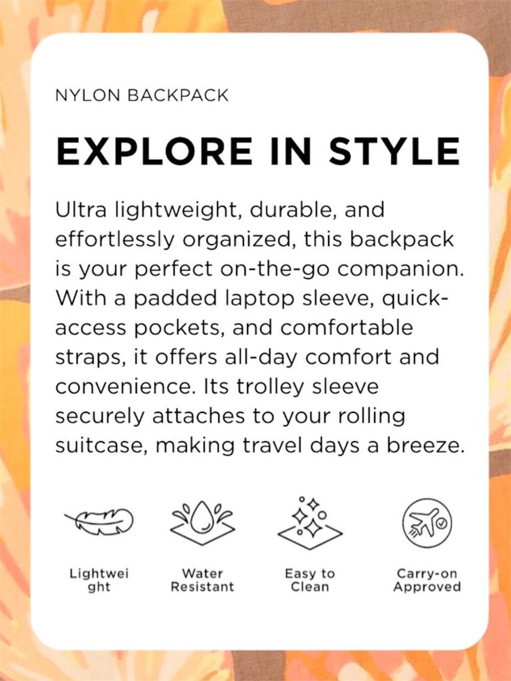 ALOHA Collection—Keep It Light Backpack—Limited Edition Sunrise Shells *NWT* - Picture 8 of 9